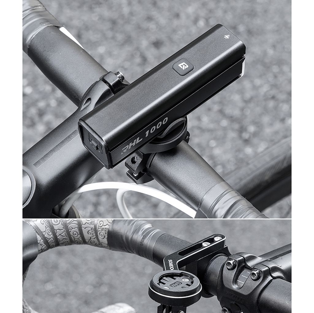 Rockbros sykkellykt foran 1000 lm + USB-C - USB-A-kabel - svart