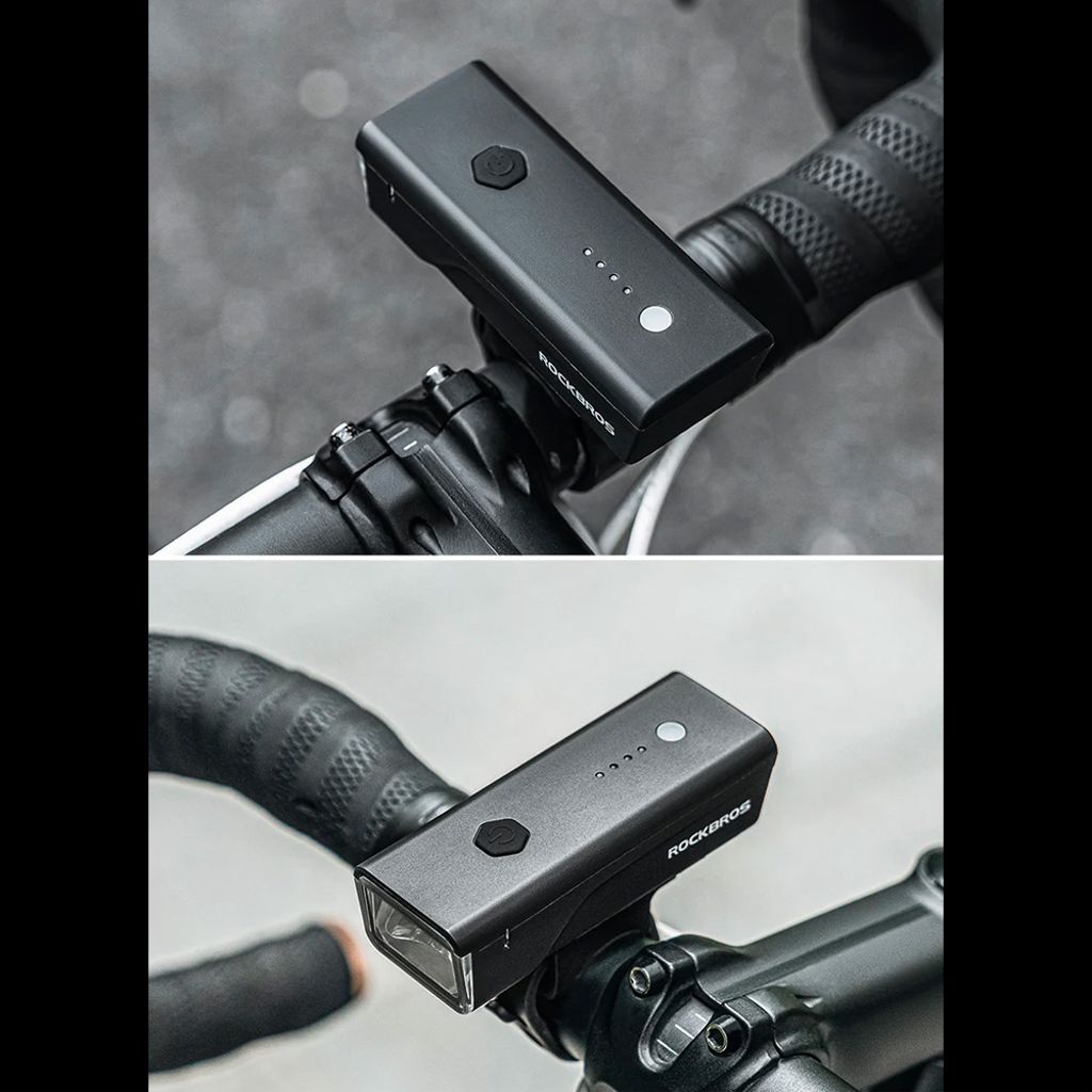 Rockbros Framlampa för cykel 260 lm, uppladdningsbar 1500mAh – svart
