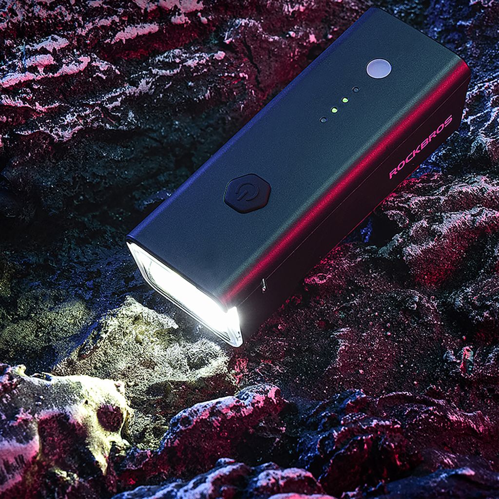Rockbros Framlampa för cykel 260 lm, uppladdningsbar 1500mAh – svart