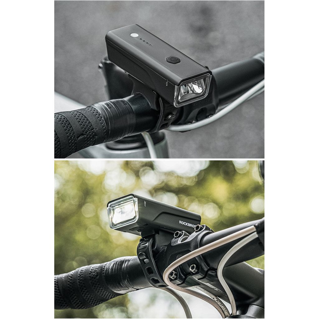 Rockbros Framlampa för cykel 260 lm, uppladdningsbar 1500mAh – svart