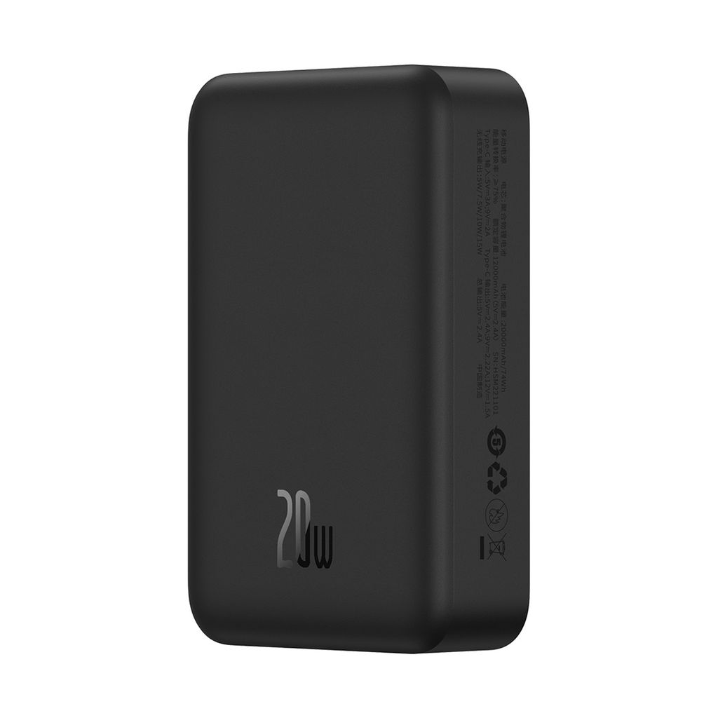 Baseus Magnetic Mini 20000 mAh 20W powerbank – svart + USB-C-kabel