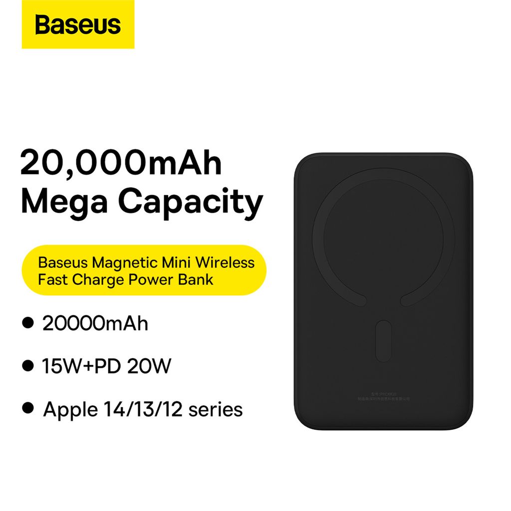 Baseus Magnetic Mini 20000 mAh 20W powerbank – svart + USB-C-kabel