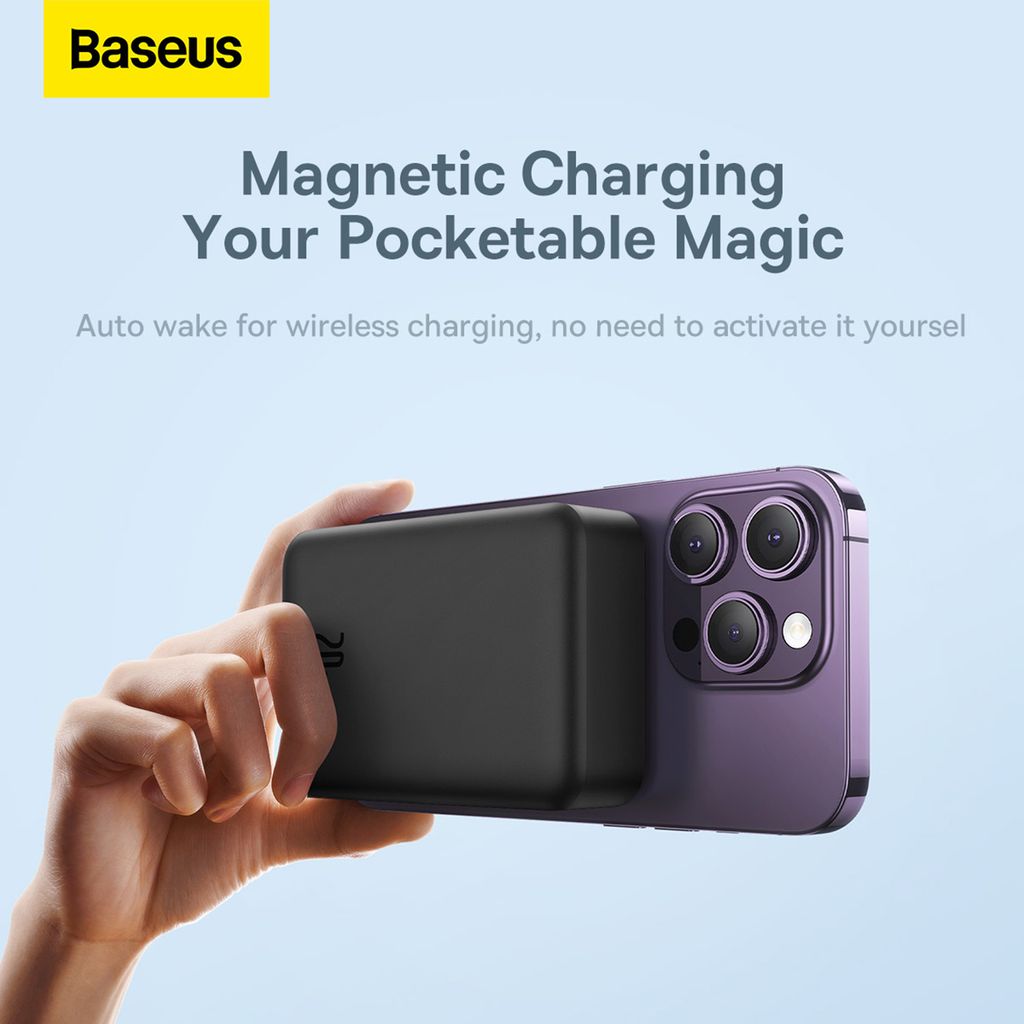 Baseus Magnetic Mini 20000 mAh 20W powerbank – svart + USB-C-kabel