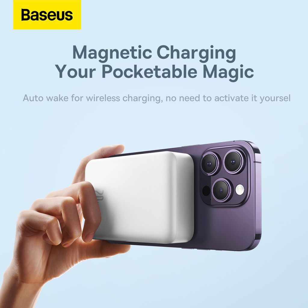 Baseus Magnetic Mini 20000 mAh 20W powerbank hvit + USB-C/USB-C kabel