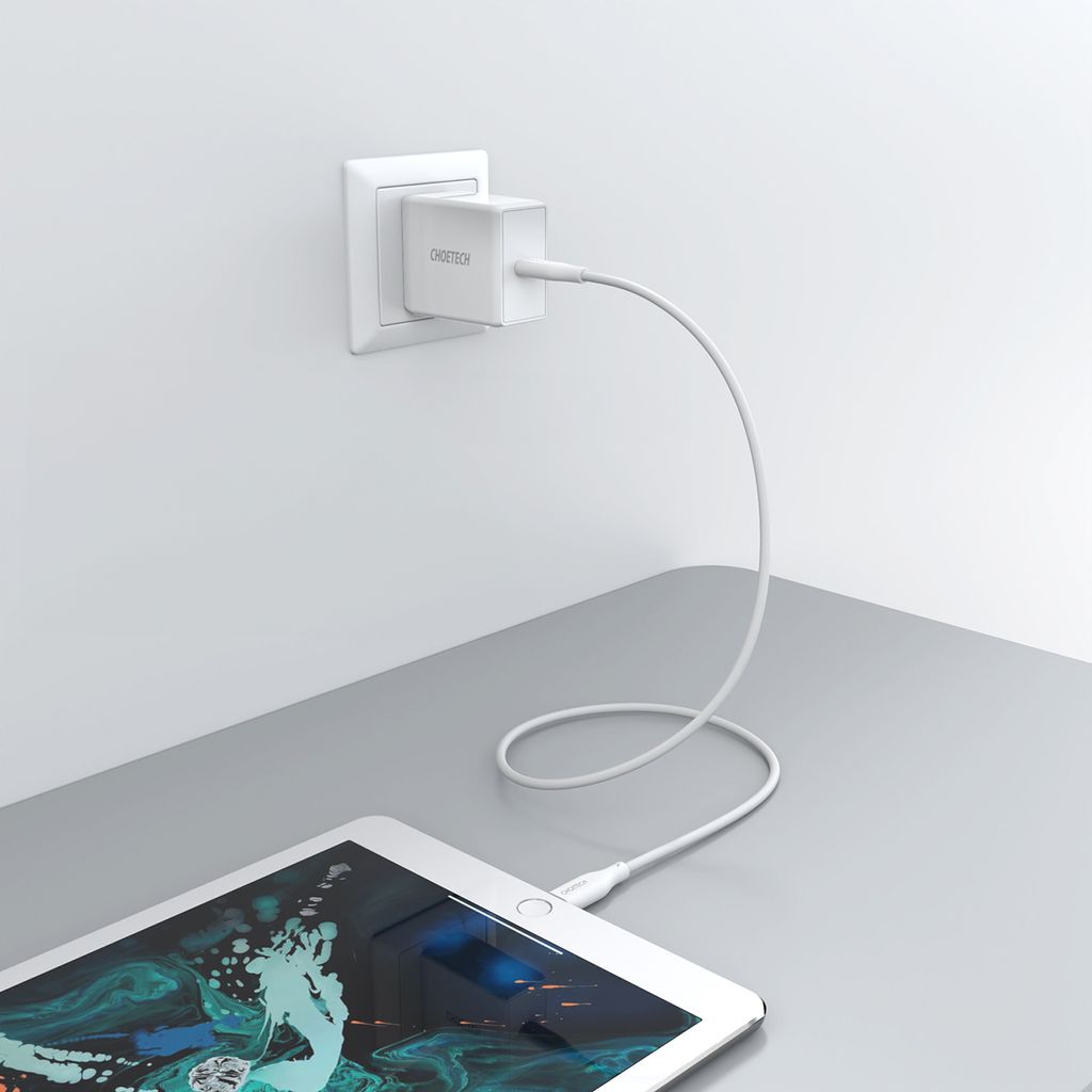Choetech IP0040 USB-C / Lightning MFi PD 30W 1,2m kaapeli, valkoinen