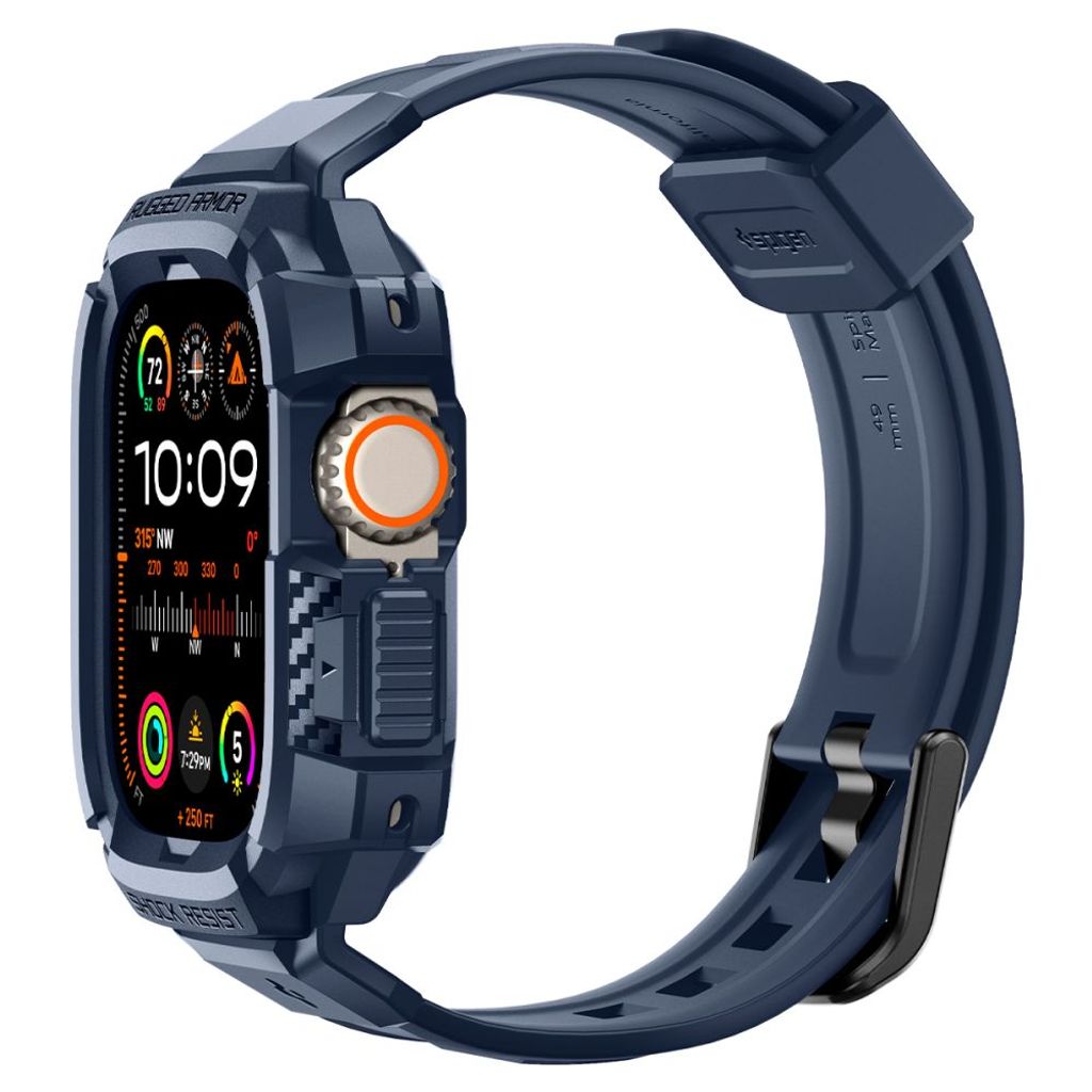 Spigen Rugged Armor Pro Kellonranneke & Kuori Apple Watch Ultra 1/2 49mm - Sininen