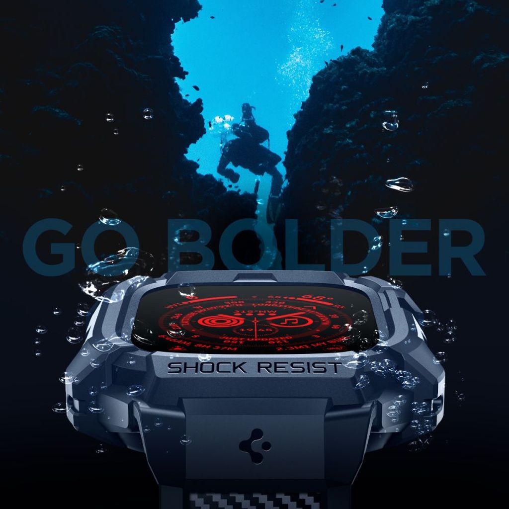 Spigen Rugged Armor Pro Kellonranneke & Kuori Apple Watch Ultra 1/2 49mm - Sininen