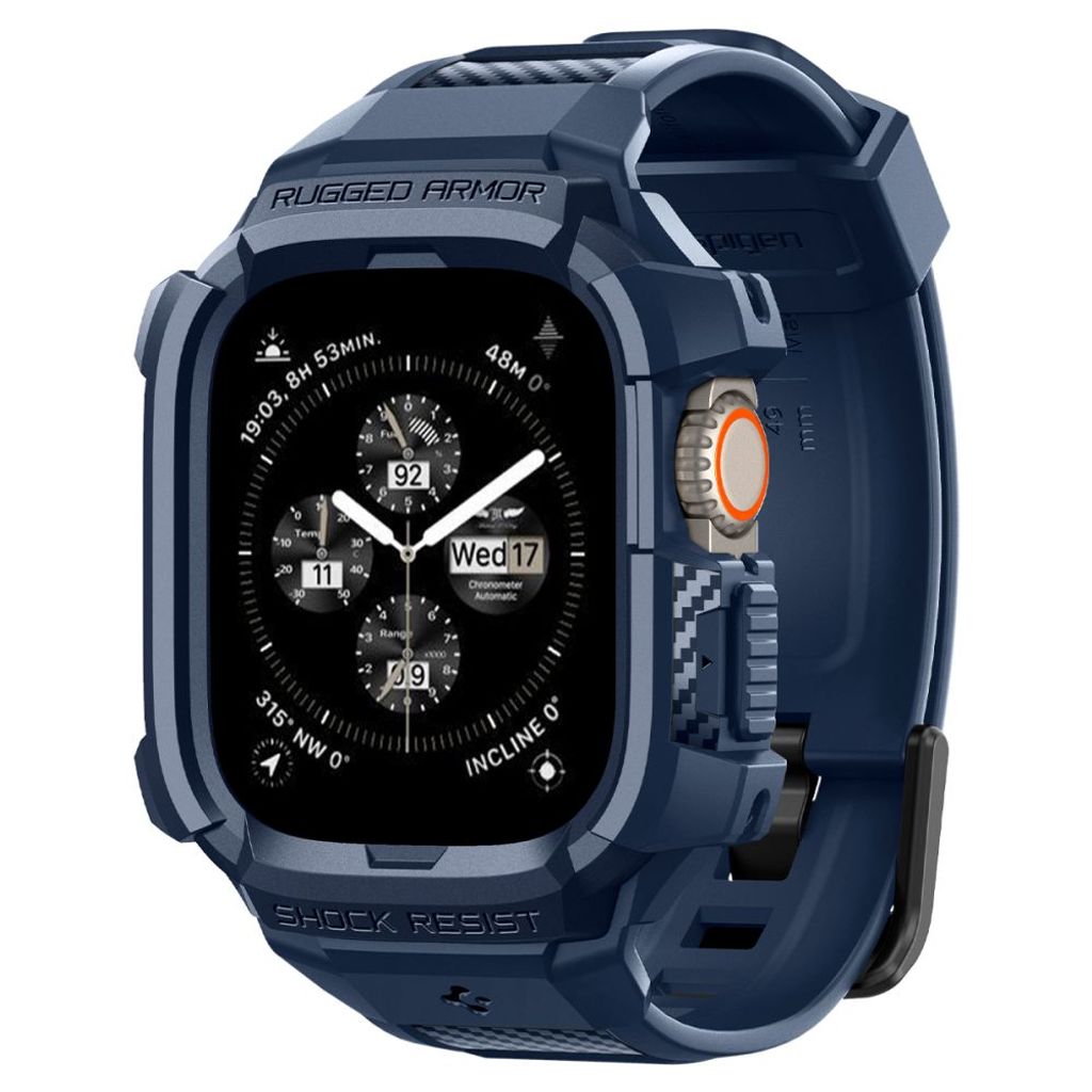 Spigen Rugged Armor Pro Kellonranneke & Kuori Apple Watch Ultra 1/2 49mm - Sininen