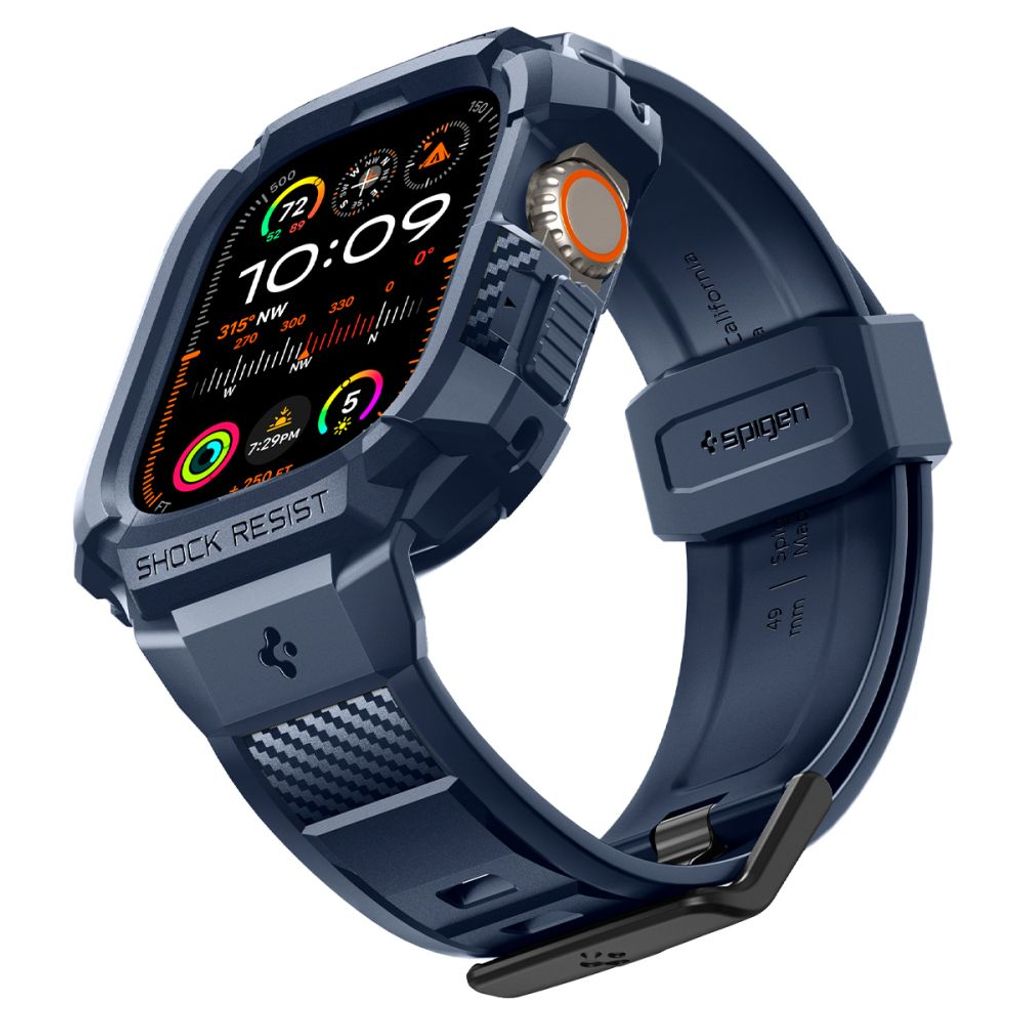 Spigen Rugged Armor Pro Kellonranneke & Kuori Apple Watch Ultra 1/2 49mm - Sininen