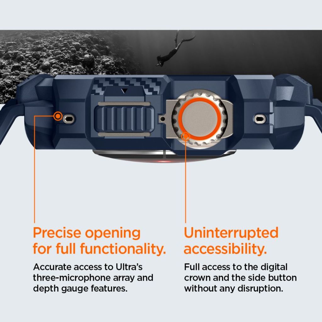 Spigen Rugged Armor Pro Kellonranneke & Kuori Apple Watch Ultra 1/2 49mm - Sininen