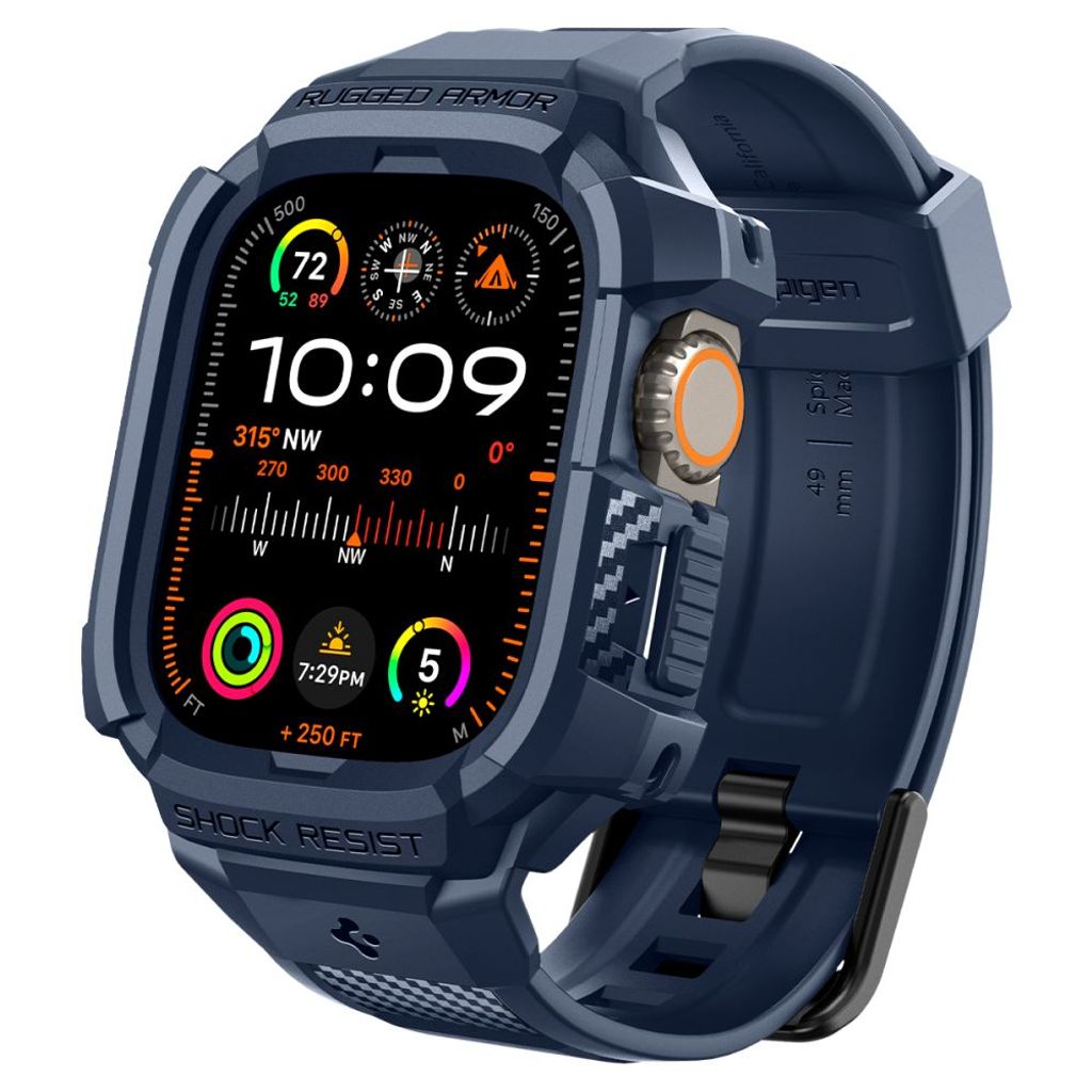 Spigen Rugged Armor Pro Kellonranneke & Kuori Apple Watch Ultra 1/2 49mm - Sininen