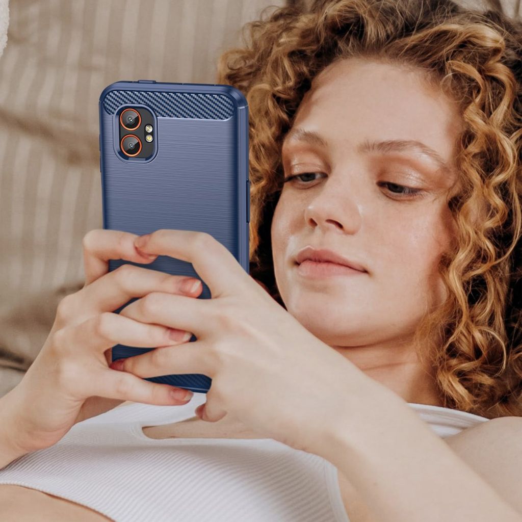 Blå deksel for Samsung Galaxy XCover7 Pro karbonfiber tekstur