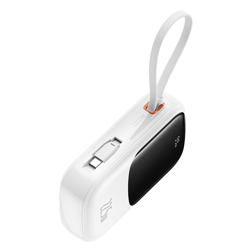 Baseus QPow Pro+ Powerbank 20000mAh – USB-C-kabel & Display – Vit