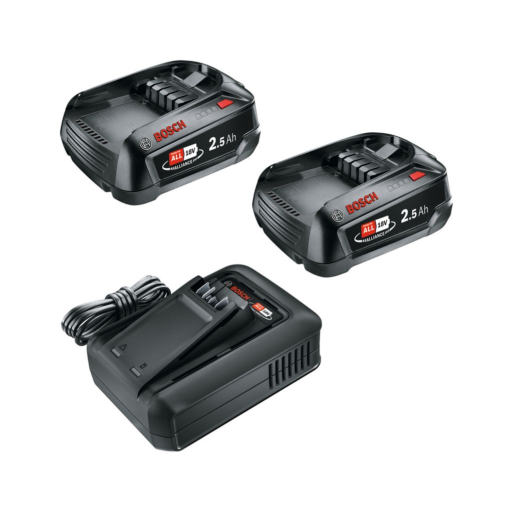 Bosch Batteriset 2st 18V-batteri 2,5Ah med batteriladdare AL 18V-44