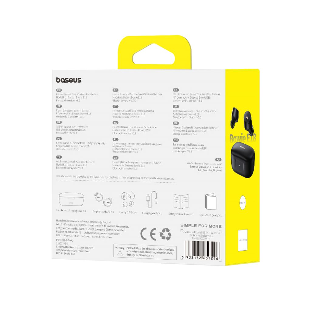 Baseus Bowie E18 trådlösa TWS hörlurar med ENC och IPX4 – svart