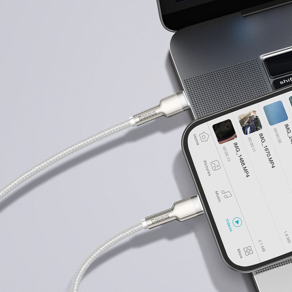 Baseus Cafule Series Metal Data kabel USB-C / Lightning 20W PD 2 m – hvit