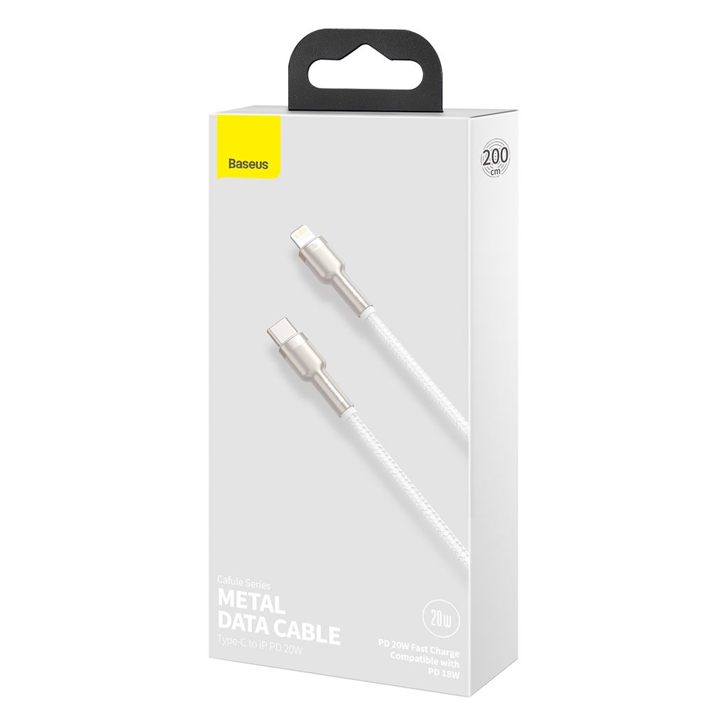Baseus Cafule Series Metal Data kabel USB-C / Lightning 20W PD 2 m – hvit