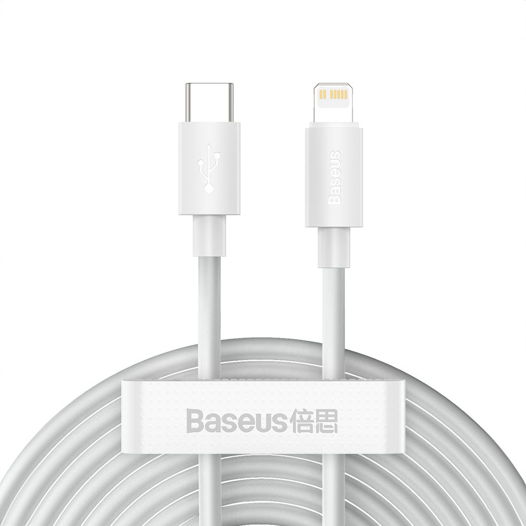 Baseus Simple Wisdom Lightning / USB-C kabel 20W 1.5 m 2 stk. - hvid