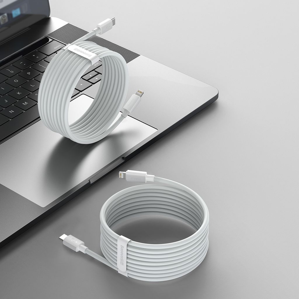 Baseus Simple Wisdom Lightning / USB-C kabel 20W 1.5 m 2 stk. - hvid