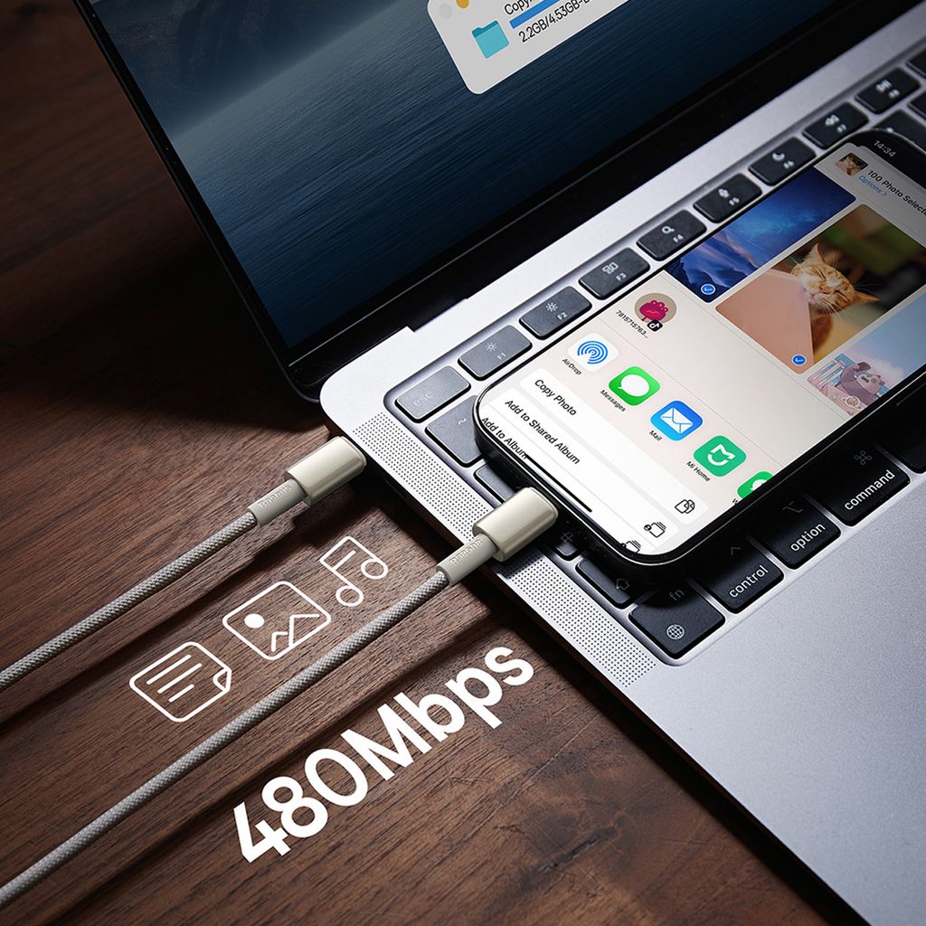 Baseus Tungsten Gold USB-C / USB-C kabel 100W 1m - guld