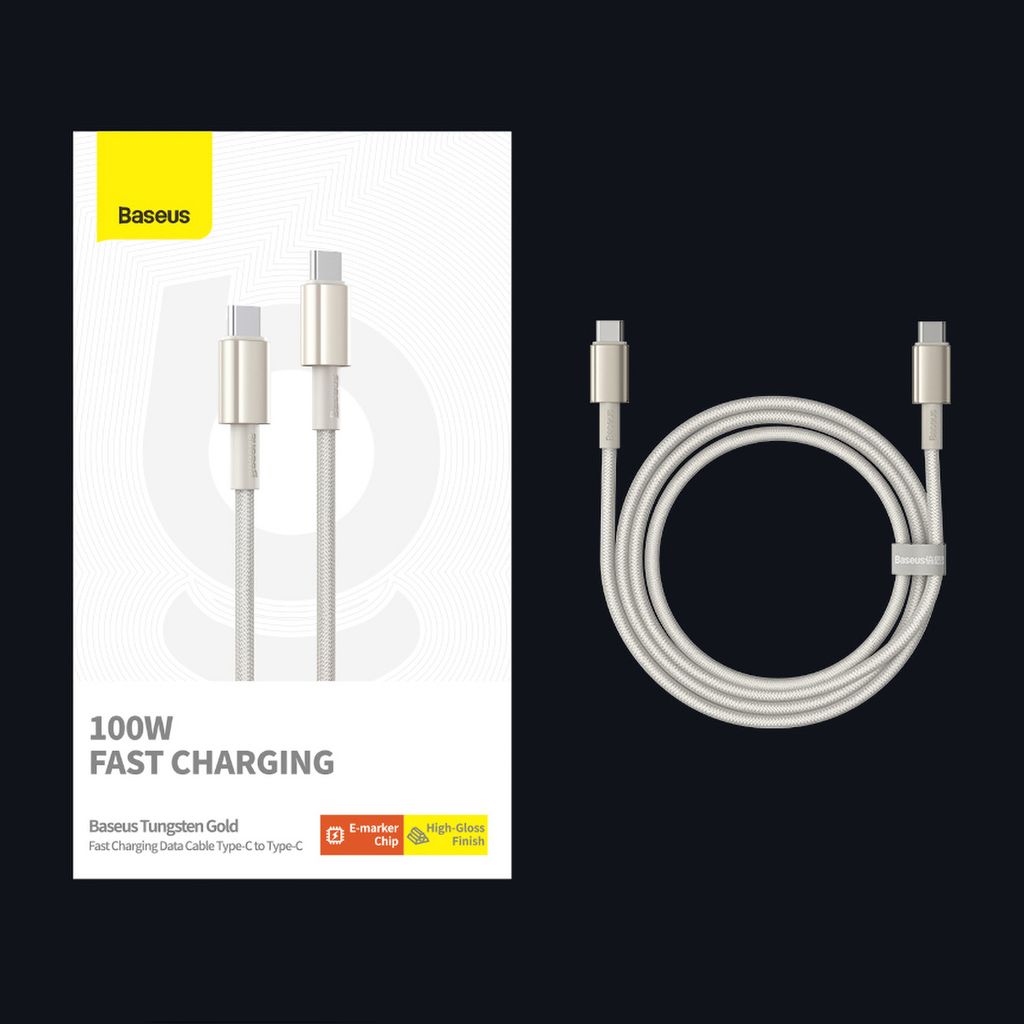 Baseus Tungsten Gold USB-C / USB-C kabel 100W 1m - guld