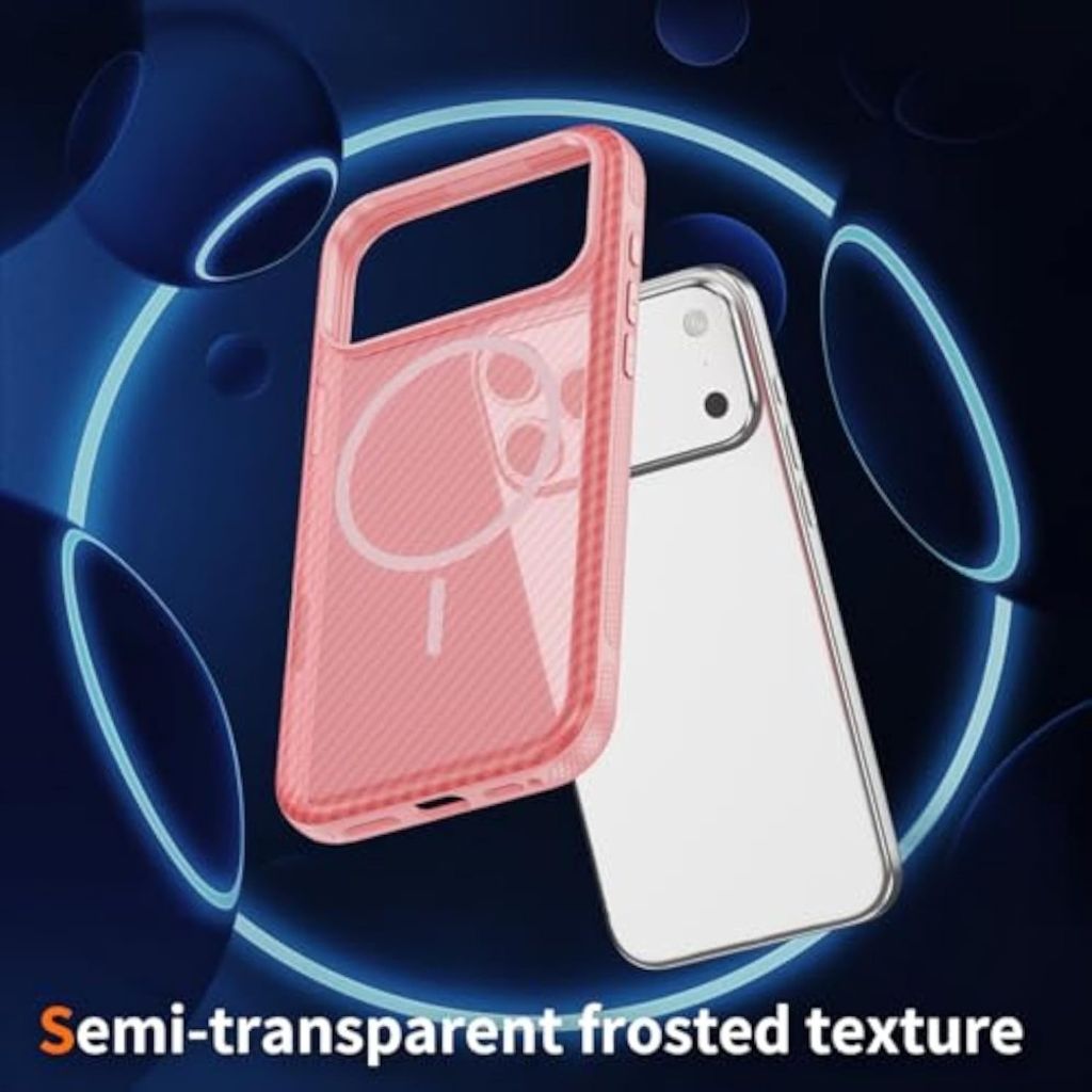 iPhone 18 Pro Max/17 Pro Max MagSafe Deksel Karbonfibertekstur - Rosa
