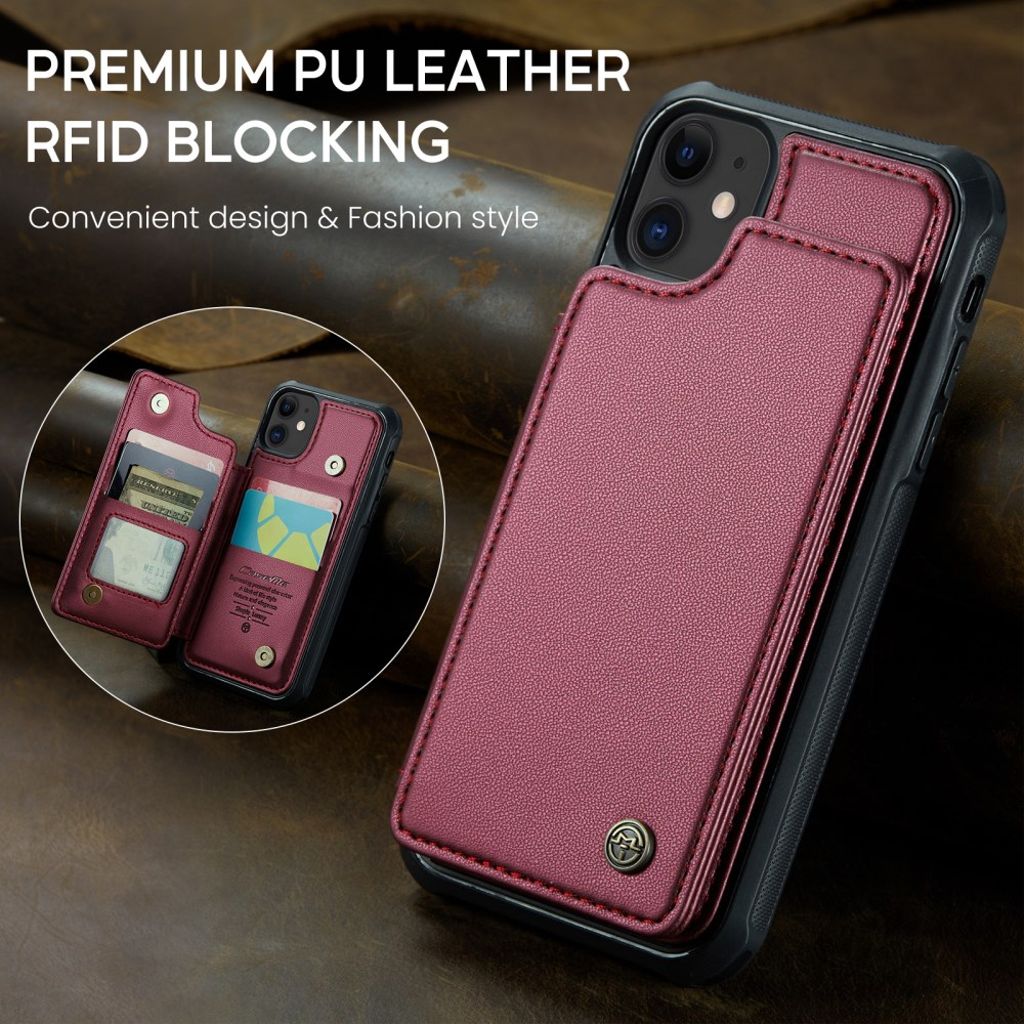 CASEME iPhone 11 Kuori 5 Korttipaikka - Punainen