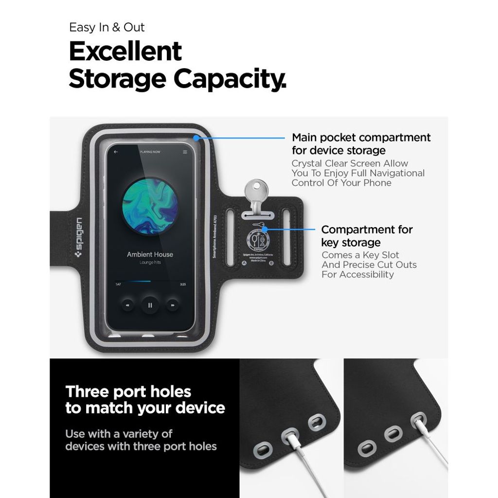 Spigen A703 sportarmband 6.9'' – svart