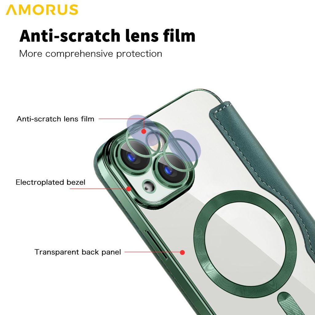 AMORUS iPhone 15 Cover with MagSafe - Green