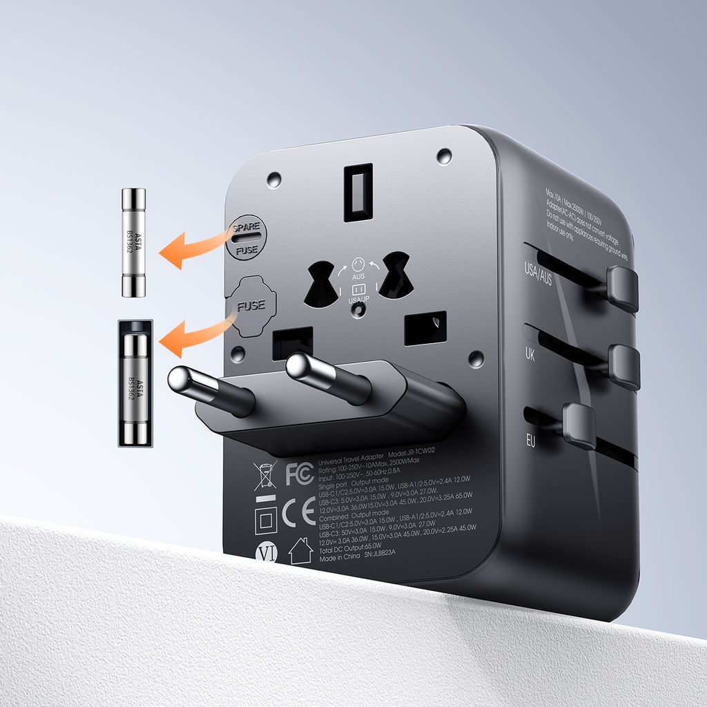 Joyroom JR-TCW01 reiseadapter universal 17W – Svart