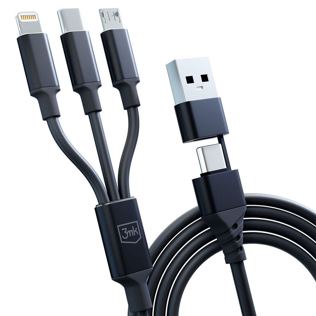 3mk Hyper Cable 3in1 USB-ladekabel 1,5 meter svart