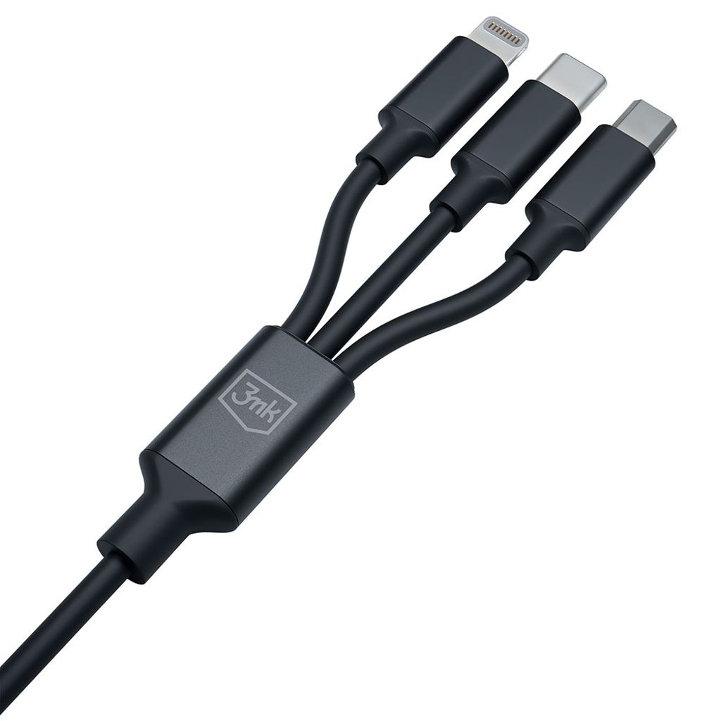 3mk Hyper Cable 3in1 USB-ladekabel 1,5 meter svart