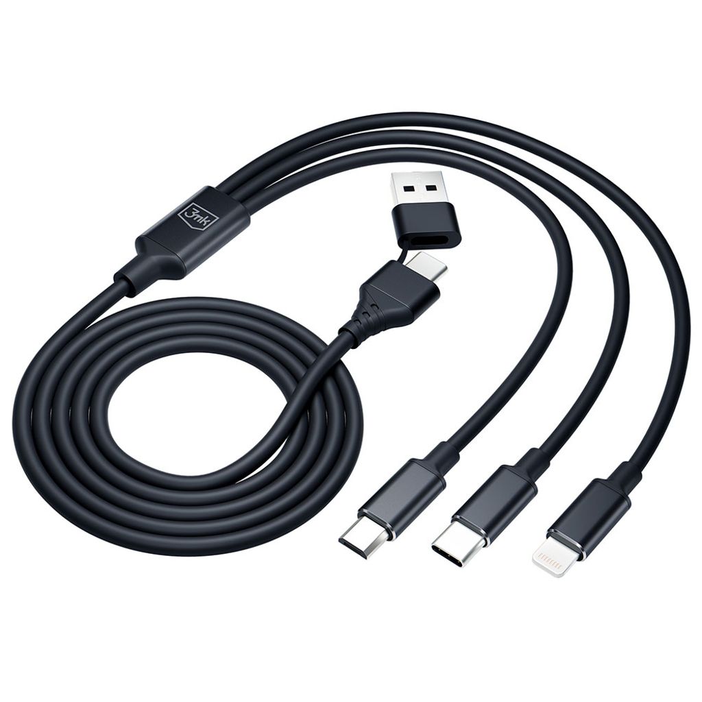 3mk Hyper Cable 3in1 USB-ladekabel 1,5 meter svart