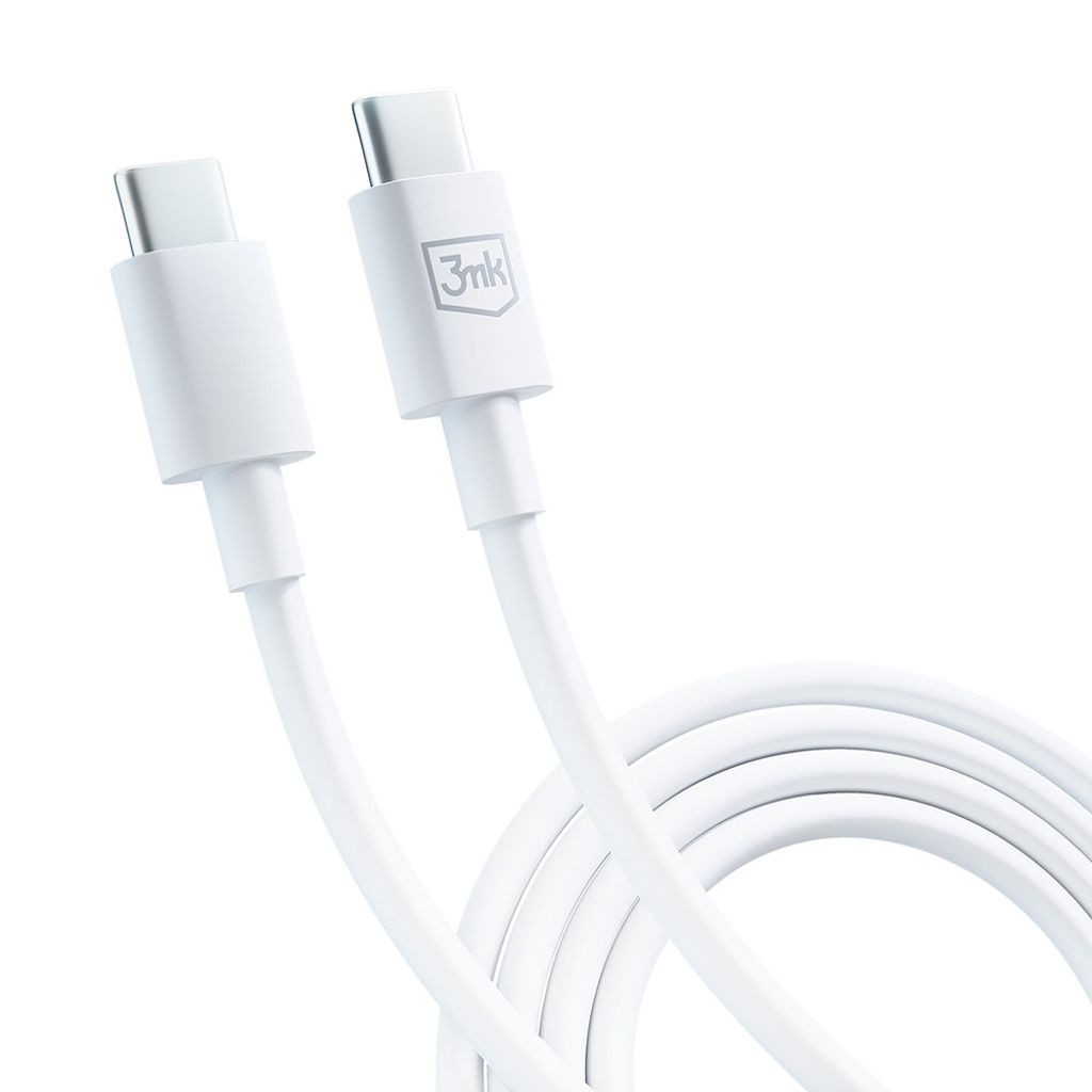 3mk Hyper Cable USB-C / USB-C 100W 1,2m – hvit