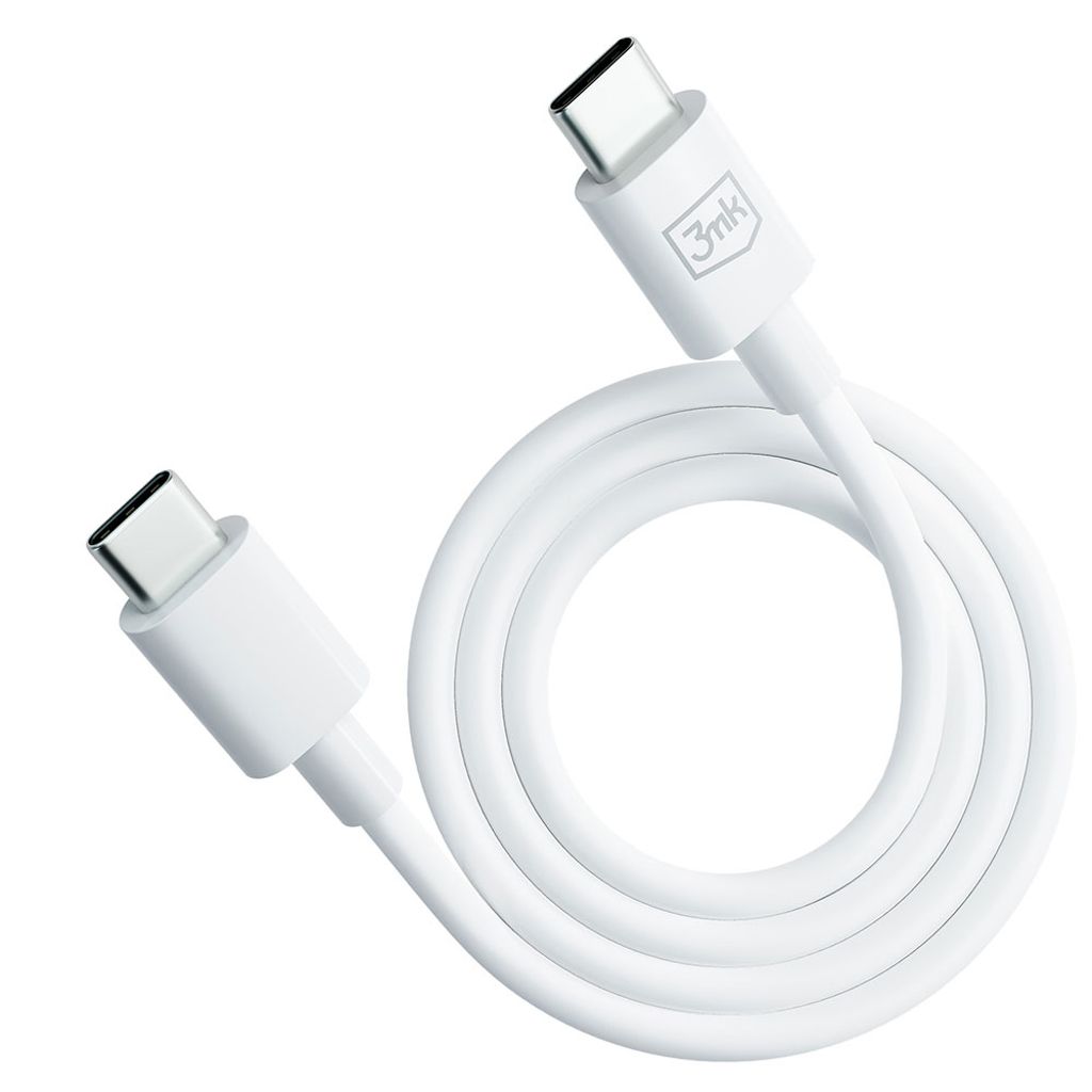 3mk Hyper Cable USB-C / USB-C 100W 1,2m – hvit
