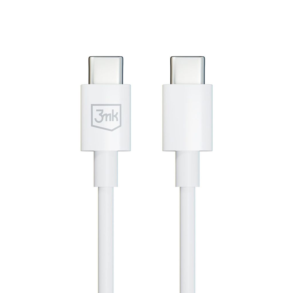 3mk Hyper Cable USB-C / USB-C 100W 1,2m – hvit