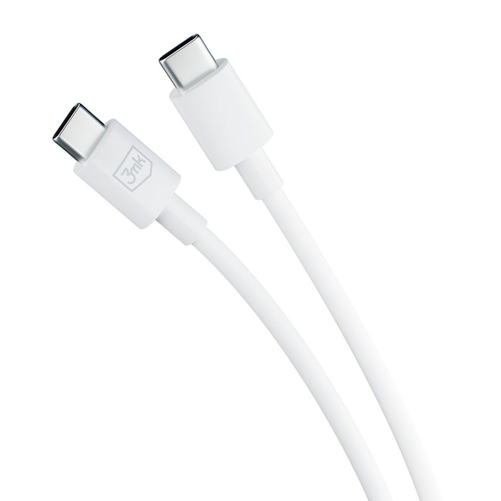 3mk Hyper Cable USB-C / USB-C 100W 1,2m – hvit