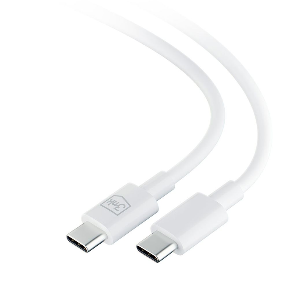 3mk Hyper Cable USB-C / USB-C 100W 1,2m – hvit
