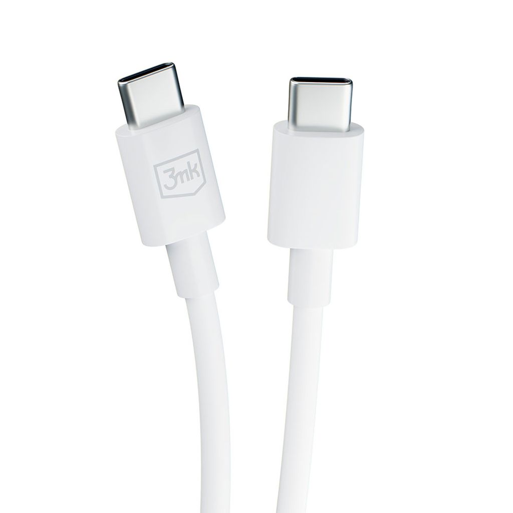 3mk Hyper Cable USB-C / USB-C 100W 1,2m – hvit