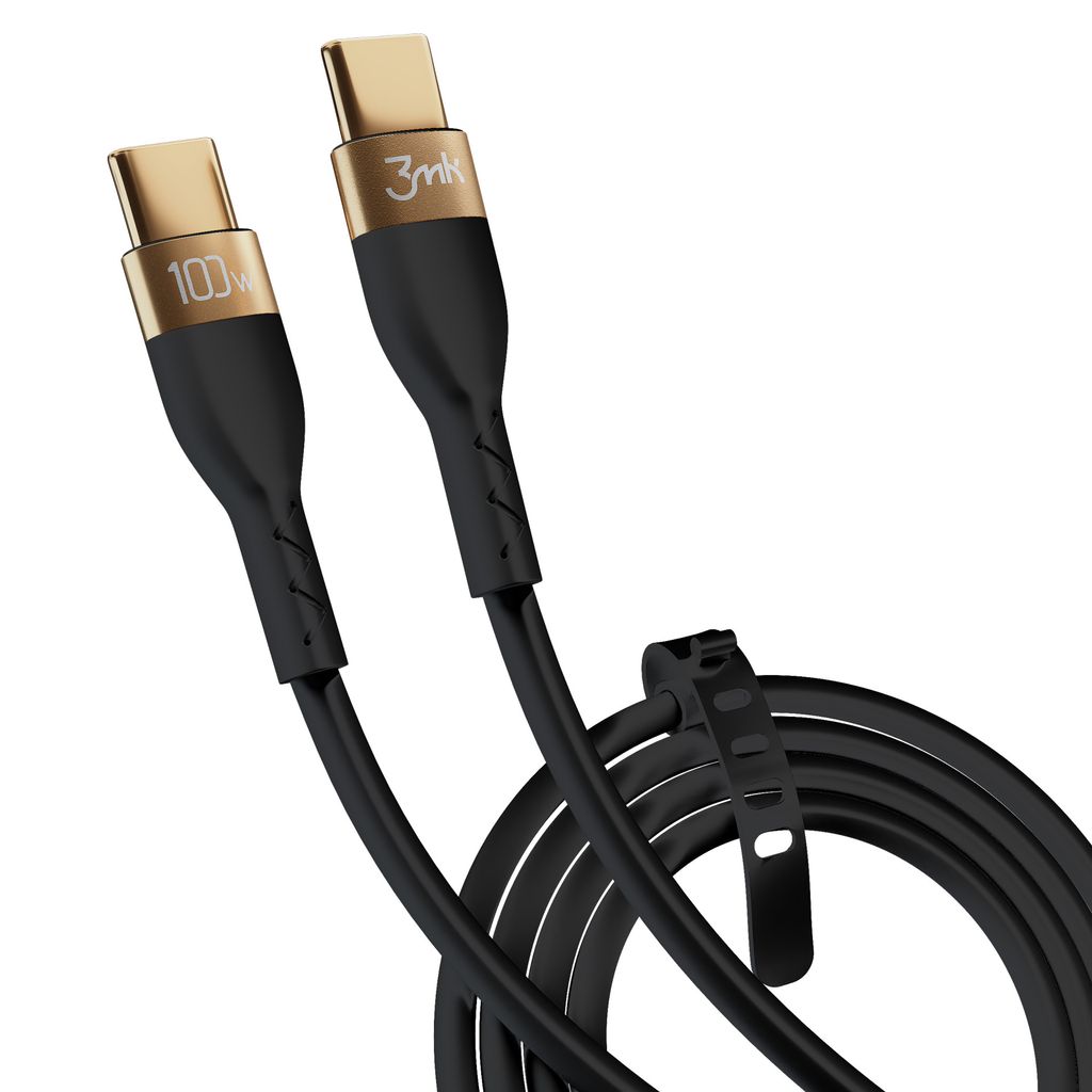 3mk Hyper Silicone Cable USB-C / USB-C 100W 2m - Svart