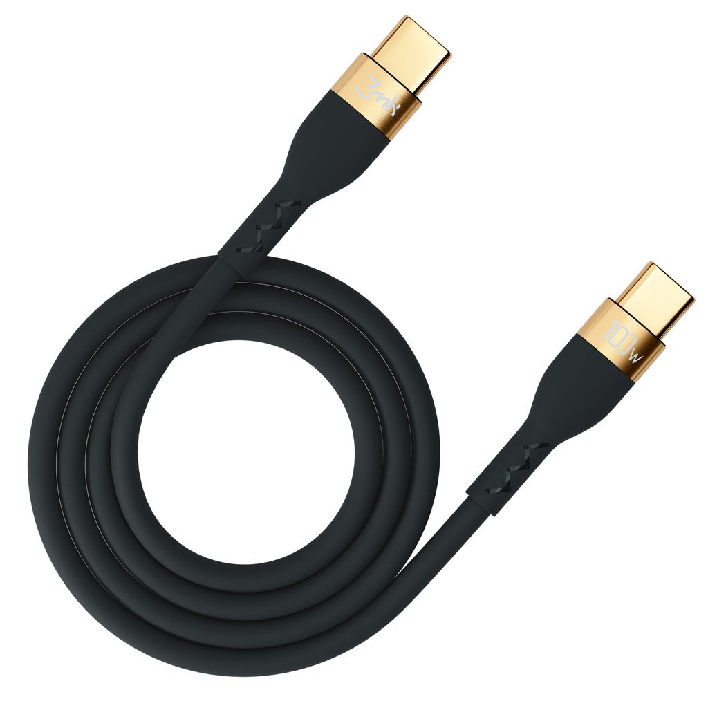 3mk Hyper Silicone Cable USB-C / USB-C 100W 2m - Svart