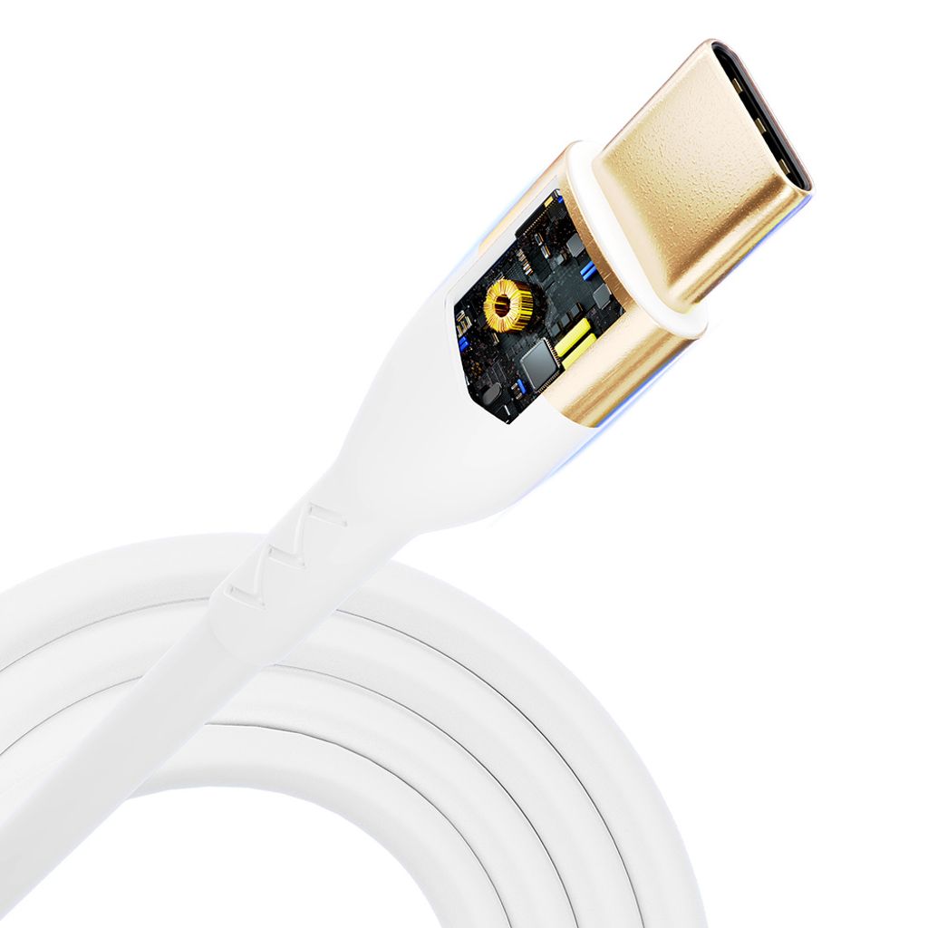 3mk Hyper Silicone Cable USB-C / USB-C 100W 2m – hvit