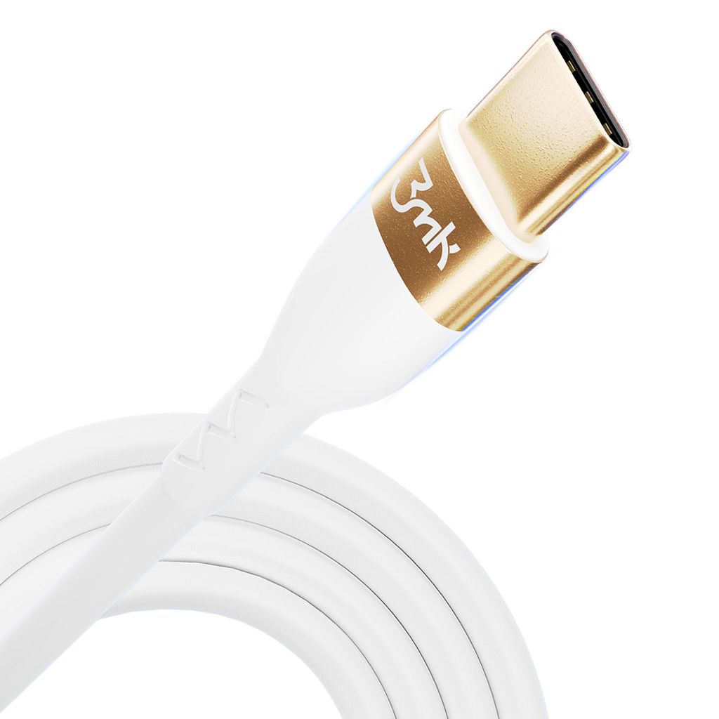 3mk Hyper Silicone Cable USB-C / USB-C 100W 2m – hvit