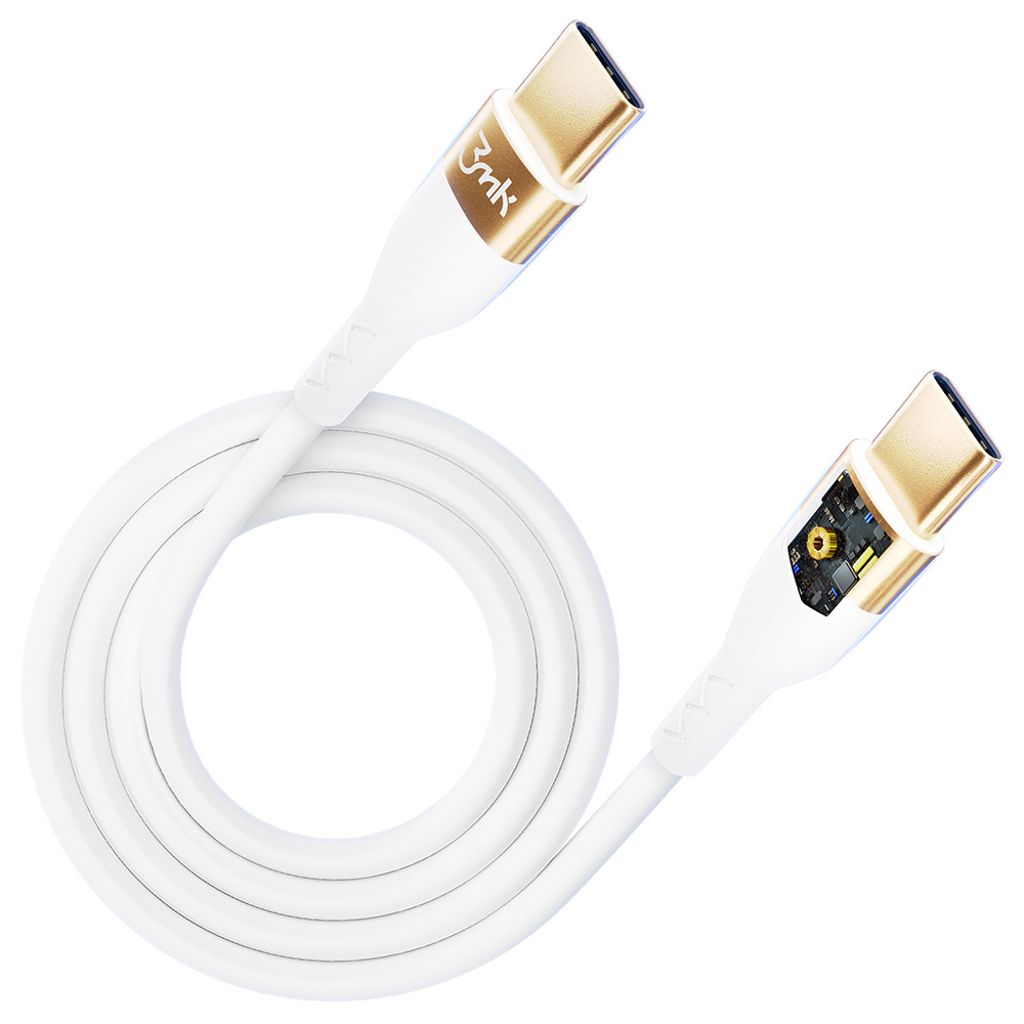 3mk Hyper Silicone Cable USB-C / USB-C 100W 2m – hvit