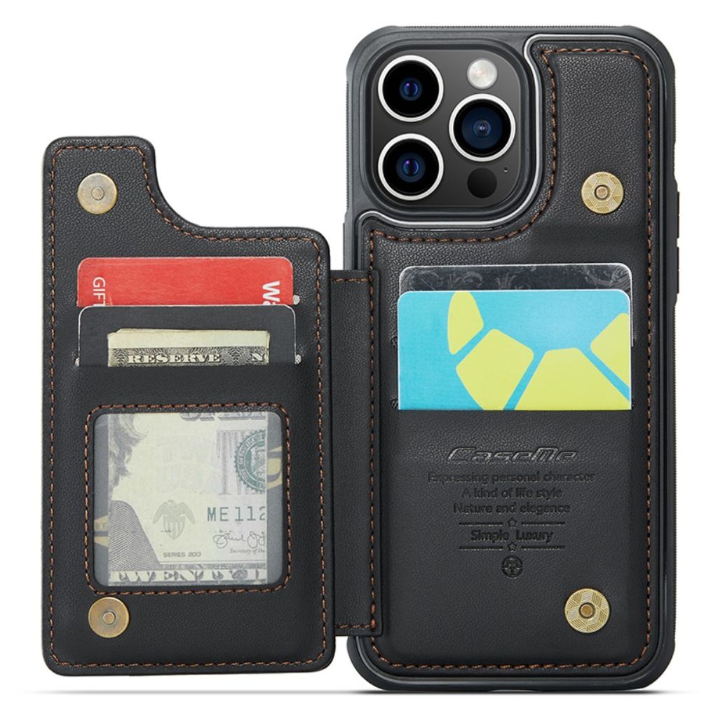 CASEME C22 iPhone 14 Pro Wallet Case RFID Blocking - Black