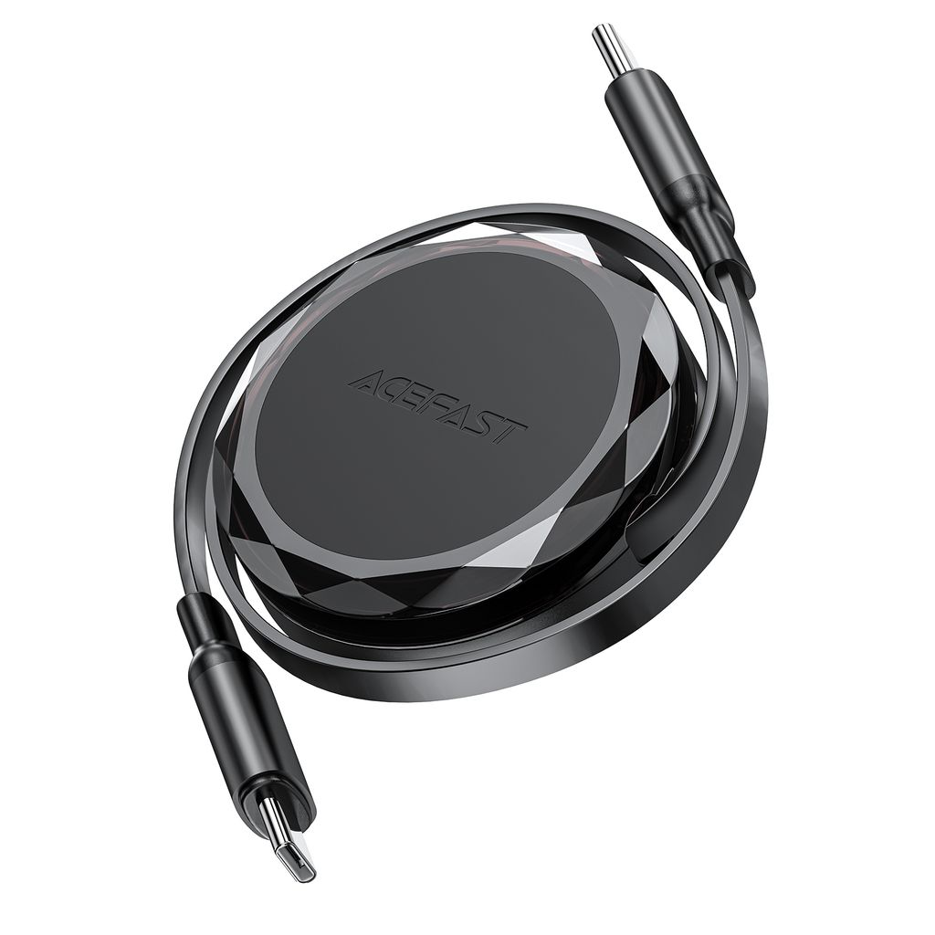Acefast C13-03 USB-C til USB-C 60W retrækkeligt kabel – Sort