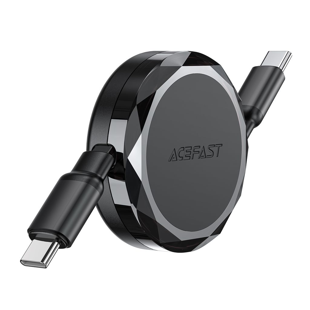 Acefast C13-03 USB-C til USB-C 60W retrækkeligt kabel – Sort