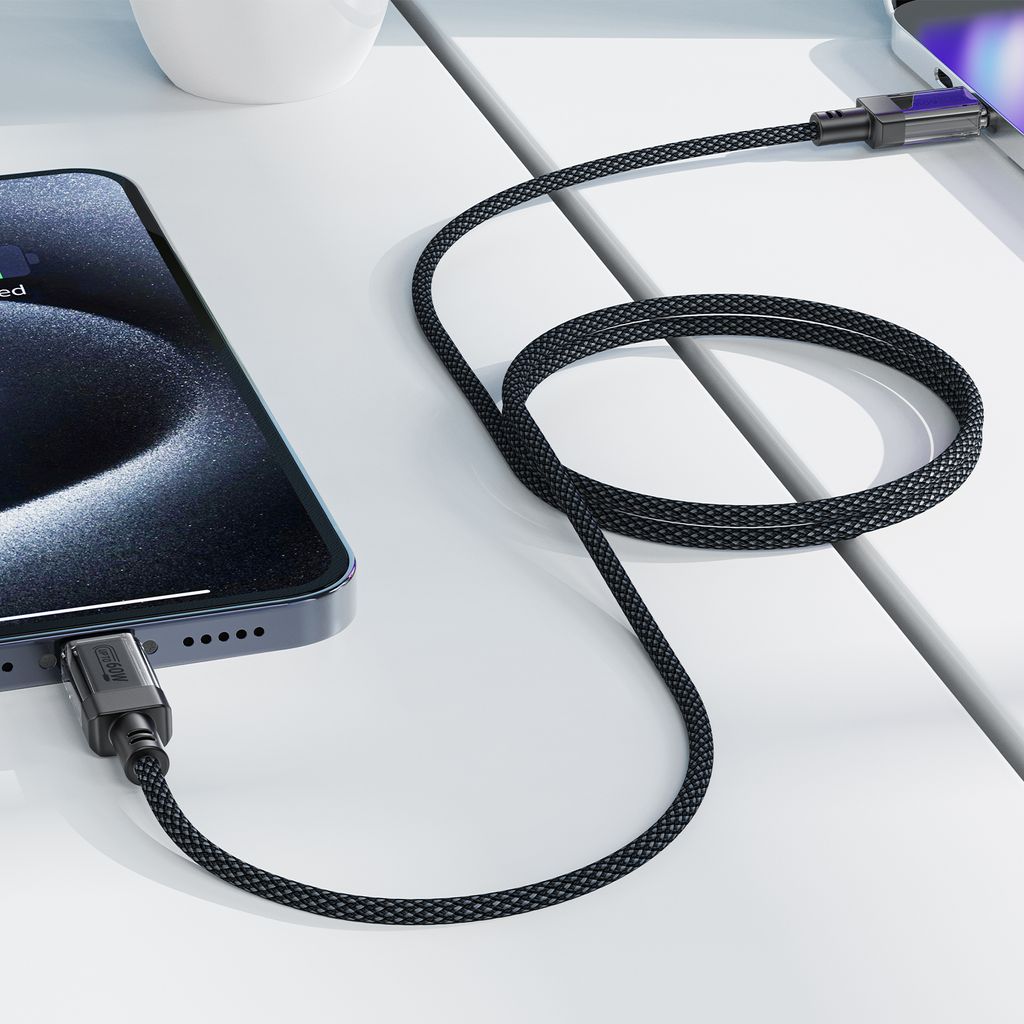 Acefast C12 USB-C / USB-C PD kabel 60W med nylonflet - sort
