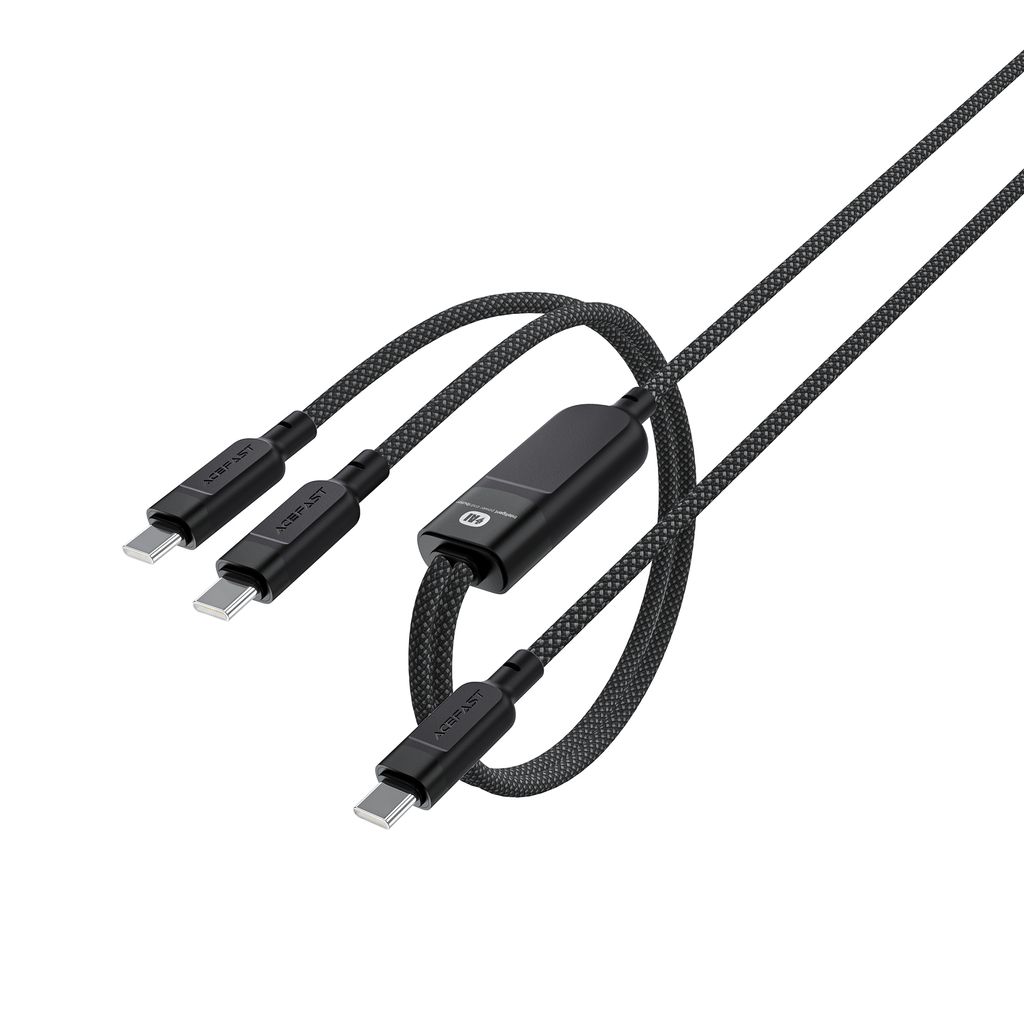 Acefast C5 USB-C til USB-C 2-i-1 kabel 100W 480Mb/s svart 1,2m