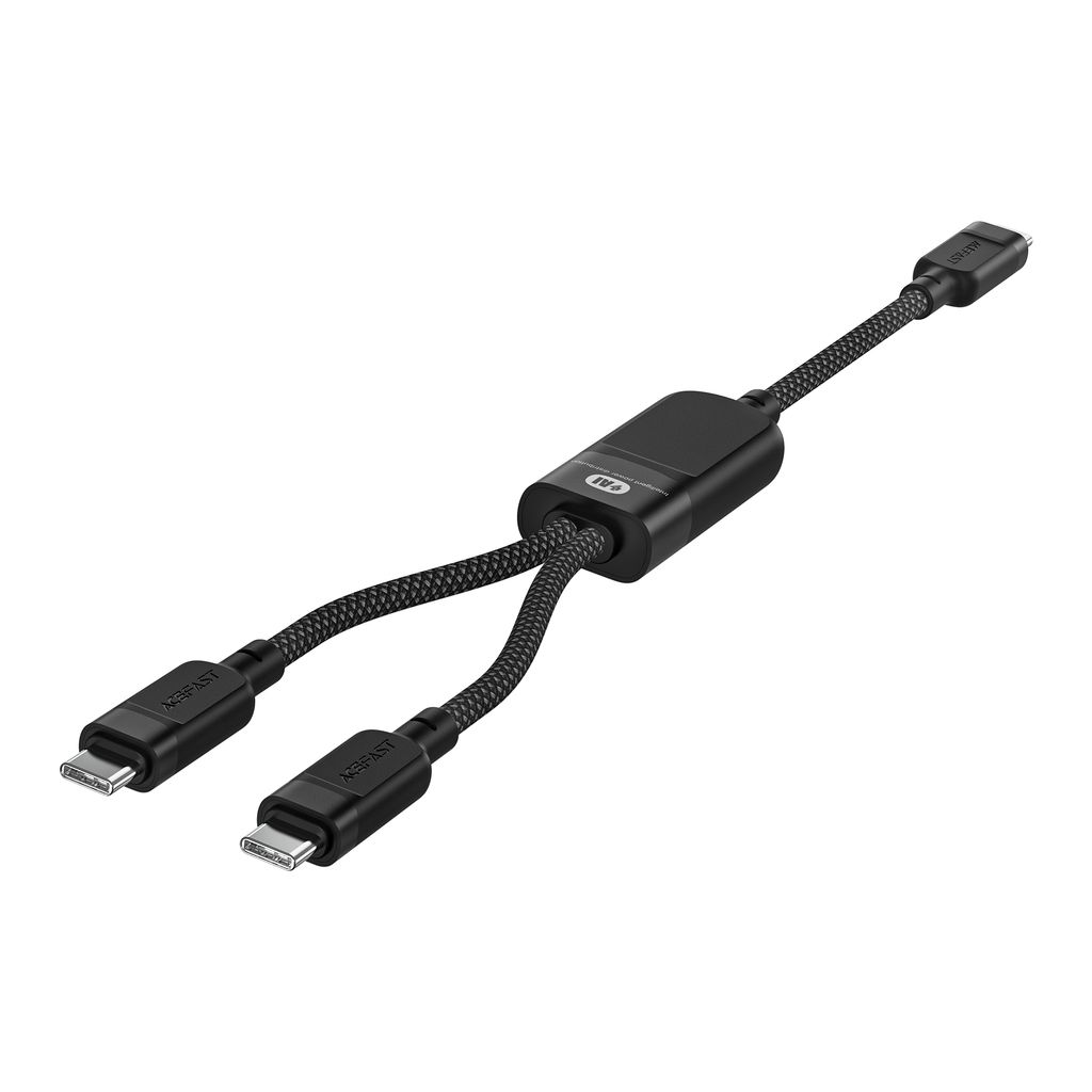 Acefast C5 USB-C til USB-C 2-i-1 kabel 100W 480Mb/s svart 1,2m